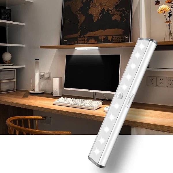 LEPOTEC Wireless Rechargeable Smart and Magnetically Portable Led Bar Night Light with Motion Sensor -10 Led