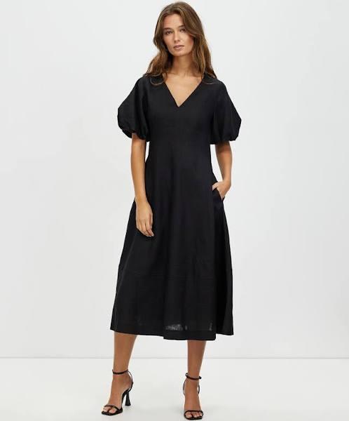 David Lawrence Gwen Linen Dress in Black 8