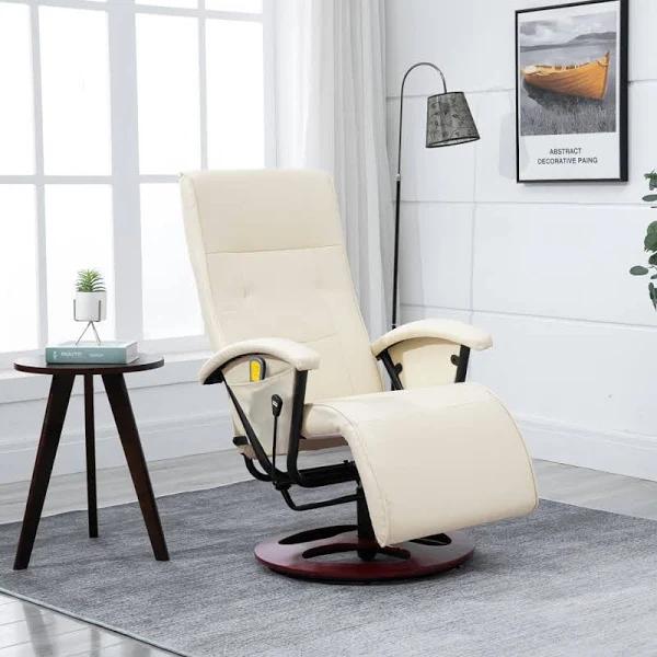 vidaXL - Massage Chair Faux Leather - Cream White