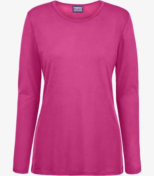 Cherokee Workwear Long Sleeve Knit Under Scrub Tee - L - Shocking Pink