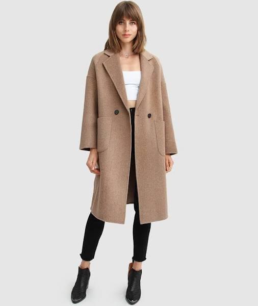 Publisher Double-Breasted Wool Blend Coat - Oat M by Belle & Bloom