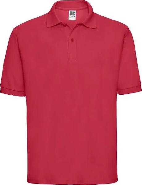 Russell Mens Polycotton Pique Polo Shirt Classic Red XS Polyester Ringspun Cotton Mens Poloshirt