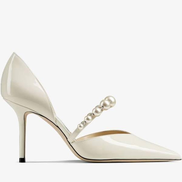 Jimmy Choo Aurelie 85 Patent Pumps - White - 35,5