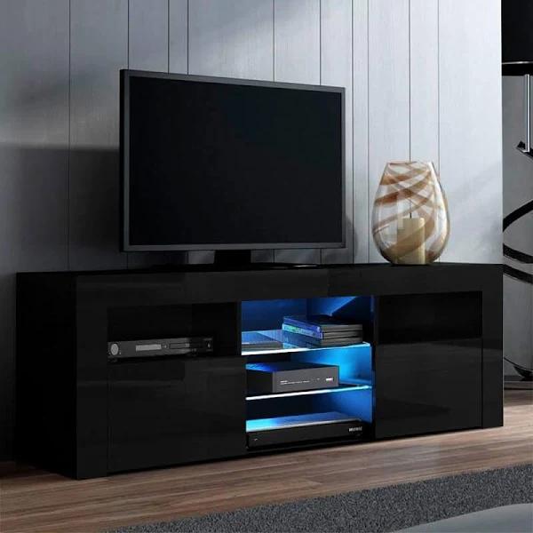 Artiss 145cm RGB LED TV Cabinet Entertainment Unit Stand Gloss Furniture - Black