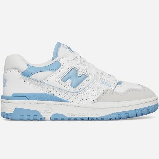 New Balance Unisex 550 White/Blue Haze/Rain Cloud - Size 4