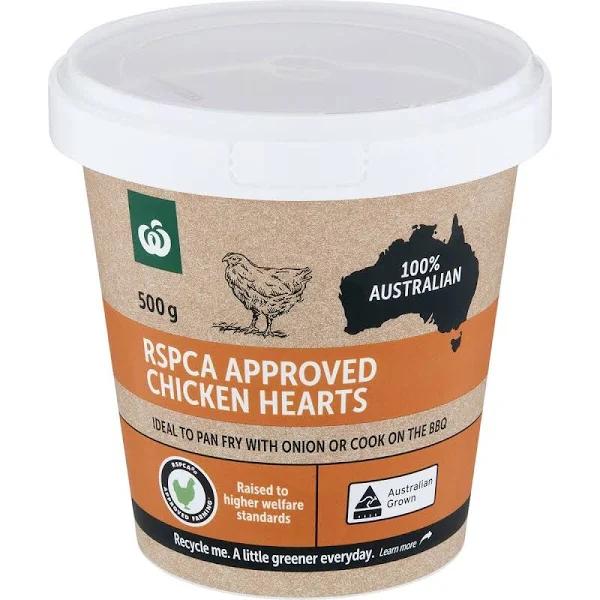 Woolworths RSPCA Approved Chicken Hearts 500g