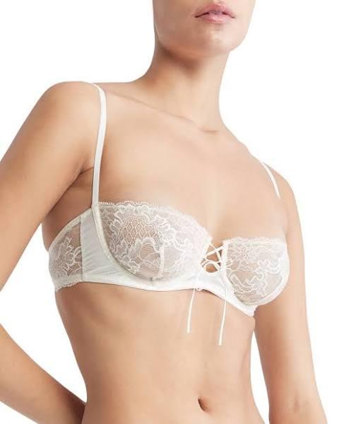 David Jones Calvin Klein CK Black Bridal Unlined Balconette Bra in Vanilla Ice, Size 14B