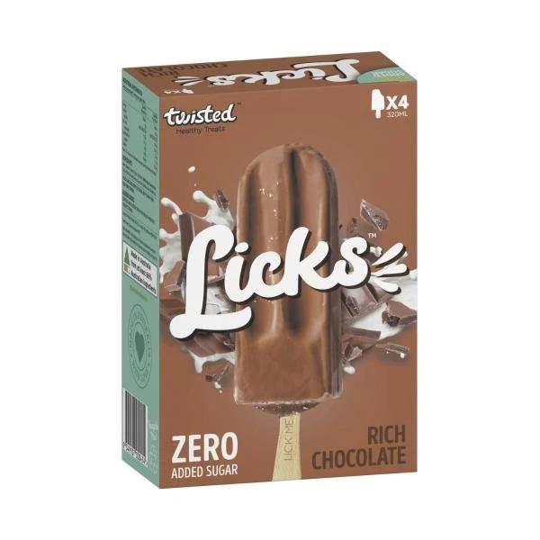 Twisted Healthy Treats Licks 99% Sugar Free Rich Chocolate Sticks 4 Pack