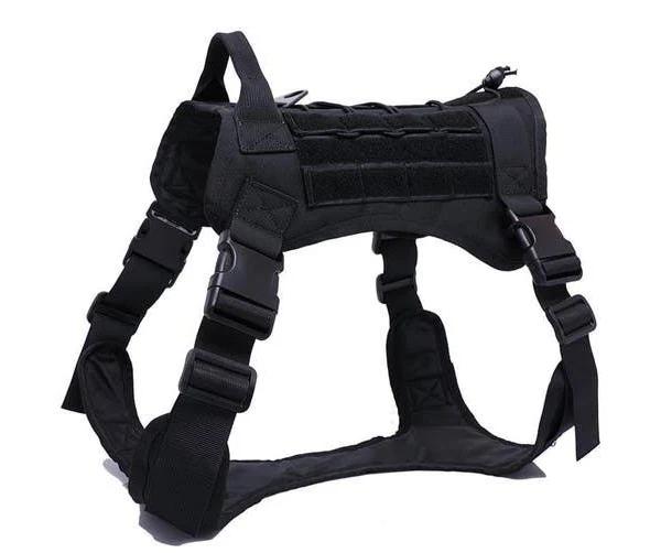 Tactical Dog Harness Vest With Handle and Bungee Leash