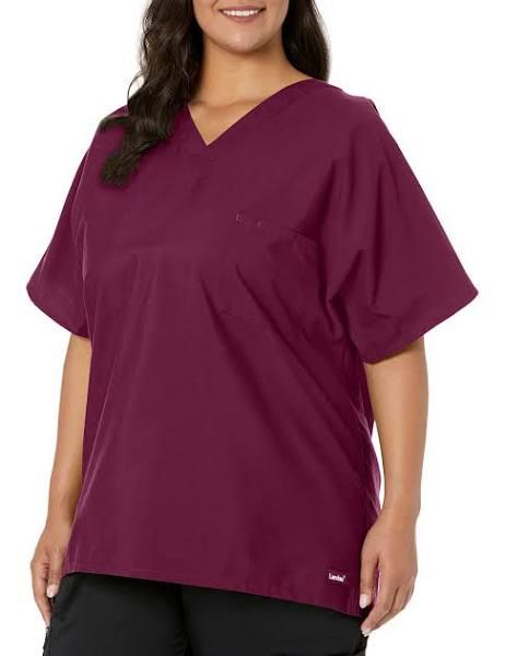 Landau 7502 Unisex Scrub V-Neck Top - Wine, LGE