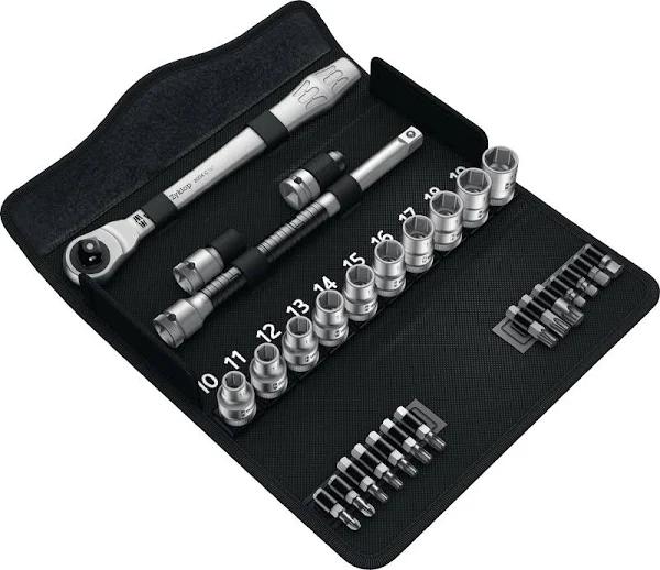 Wera 05004078001 8100 SC 8 Zyklop Metal Ratchet Set With Switch Lever, 1/2" Drive, Metric, 28 Pieces