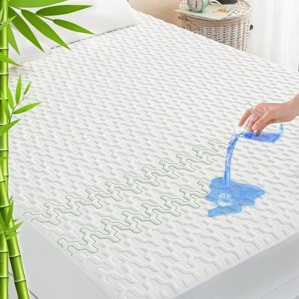 GRT Waterproof Bamboo Cooling Mattress Protector Queen Size - Mattress Pad Cover, 3D Air Fiber Mattress Pad Breathable Ultra Soft Noiseless 8''-21''