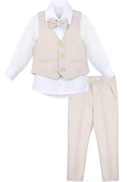 Lilax Boys Formal Suit 4 Piece Vest, Pants and Tie Dresswear Suit Set