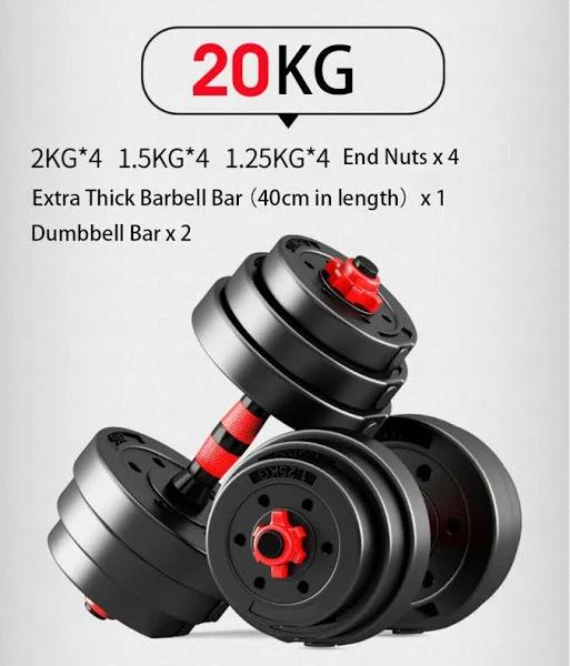 20-40kg Adjustable Dumbbell Set Barbell Home Gym Exercise Weight Fitness Workout