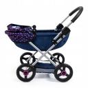 Bayer Cosy Doll Pram - Dark Blue With Pink Hearts