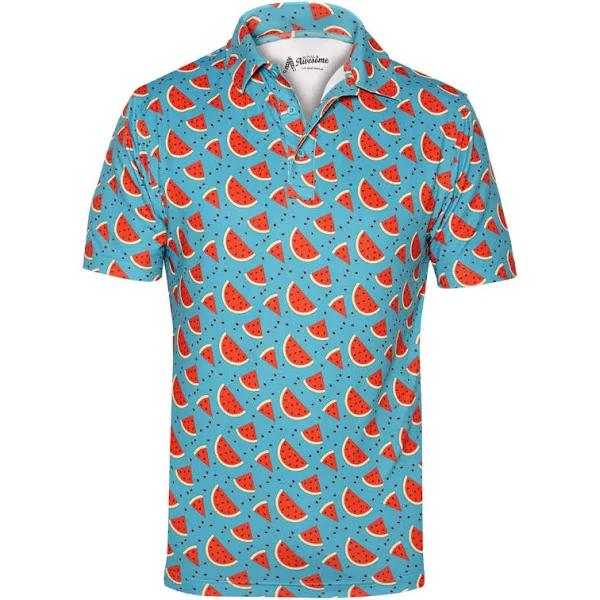 Men's Funky Golf Polo Shirt, Watermelon Size S - XXL by Royal & Awesome