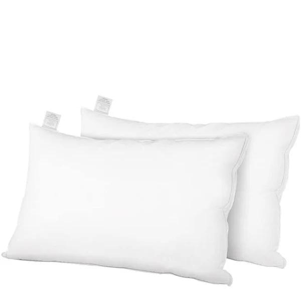 Set of 2 Goose Down Feather Pillow Bedding Soft Cotton Cover White