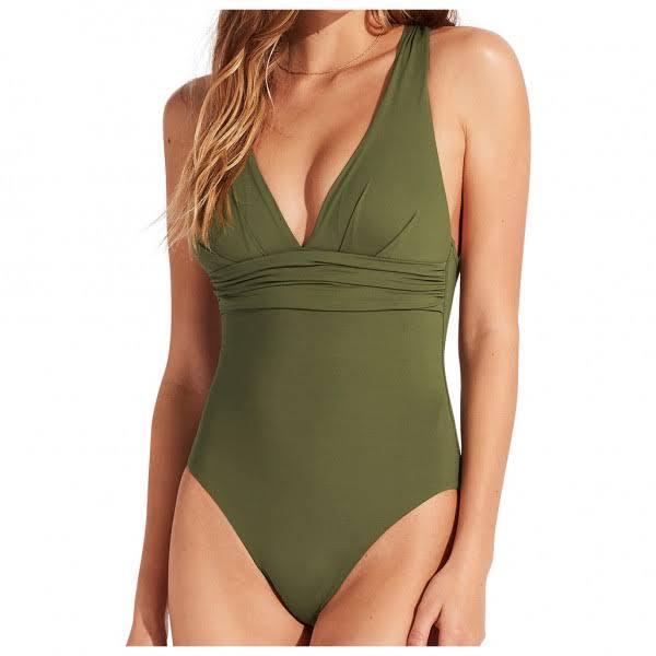 Seafolly Cross Back One Piece , Olive, Size 14