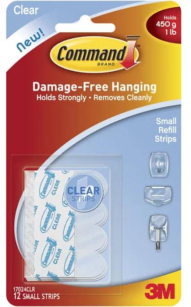 Command Refill Strips, Small, Clear, 12-strips (17024CLR-ES)