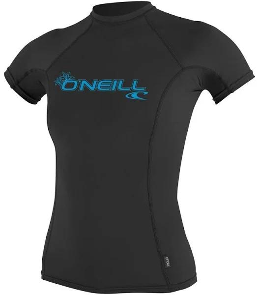 O'Neill Women's Basic Skins UPF 50+ Short Sleeve Rash Guard Large Black