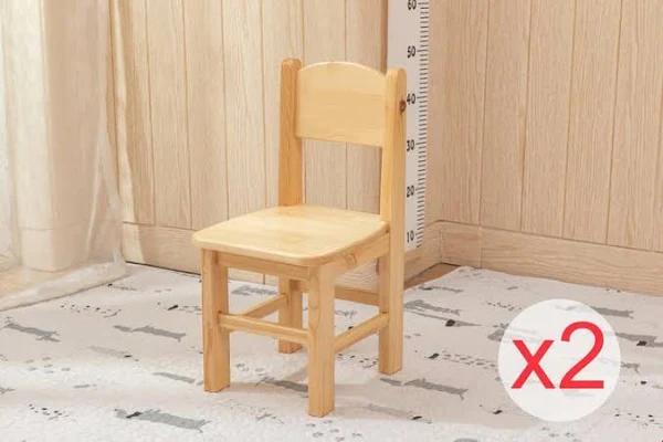 2x Wooden Timber Kids Chair Chairs Stool Very Sturdy Pinewood