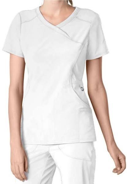 Cherokee Infinity Scrubs Mock Wrap Scrub Top - L - White