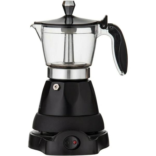 Leaf & Bean Eletric Espresso Maker Italian Coffee Percolator 3 Cup Black/Silver - AfterPay & zipPay Available