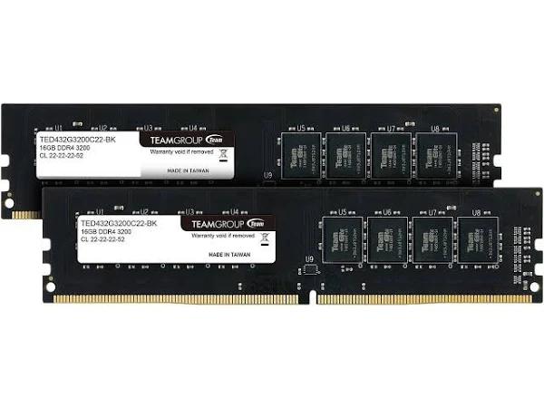 Team Elite 32GB (2 x 16GB) 288-Pin DDR4 SDRAM DDR4 3200 (PC4 25600) Desktop Memory Model TED432G3200C22DC01