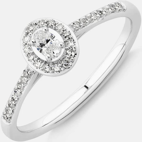 Michael Hill - Women's Rings - Engagement Ring with .20TW of Diamonds in 10K White Gold - Size One Size, O at The Iconic