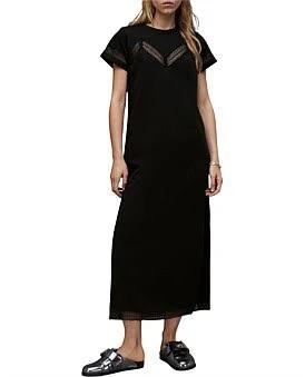 David Jones AllSaints Anna Lace Maxi Dress in Black, Size 6 AU