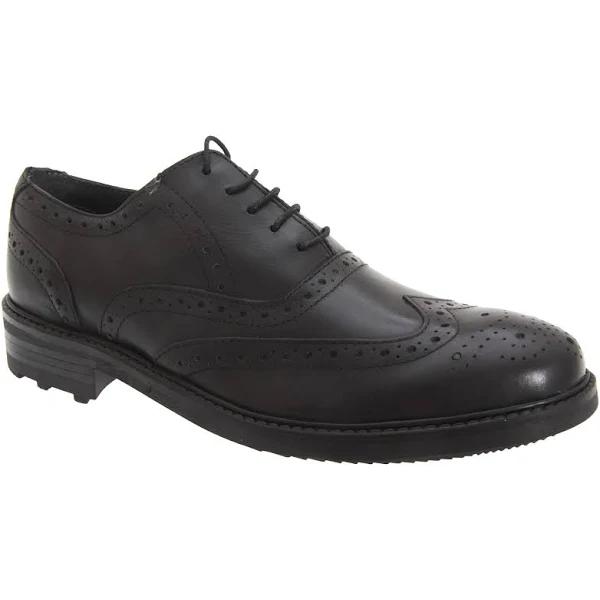 Roamers Mens 5 Eyelet Brogue Oxford Leather Shoes Black Mens Brogue