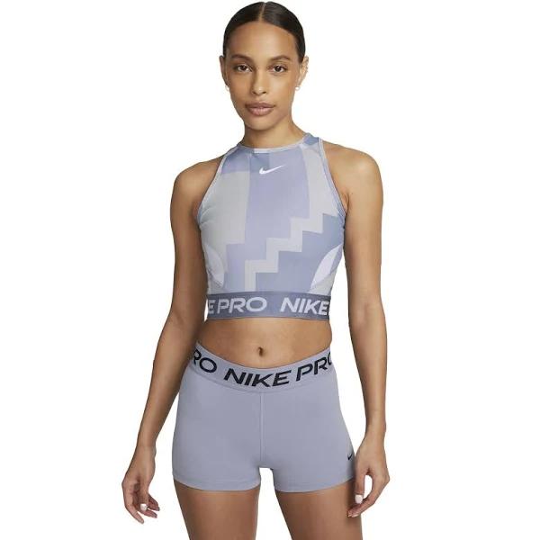 Nike Pro Womens Dri-FIT Cropped Training Tank Purple L @ Rebel Active