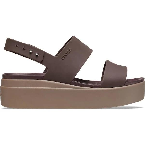 Crocs Women's Brooklyn Low Wedge Casual Lightweight Sandal - Mocha/Mushroom