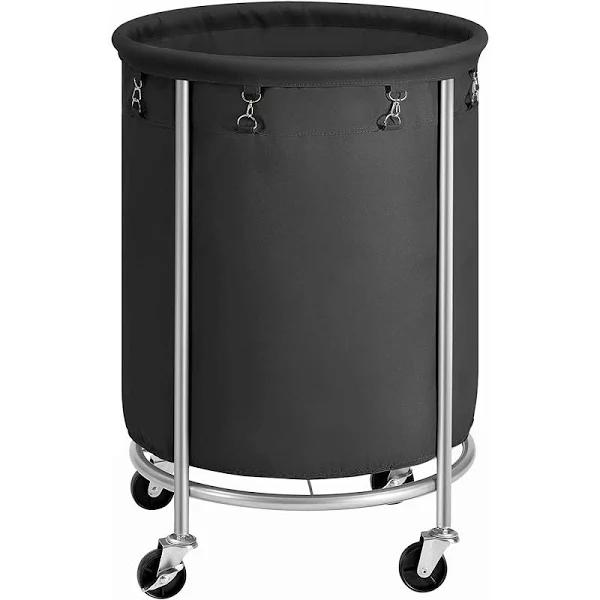 SONGMICS Laundry Basket with Wheels with Steel Frame and Removable Bag - Black