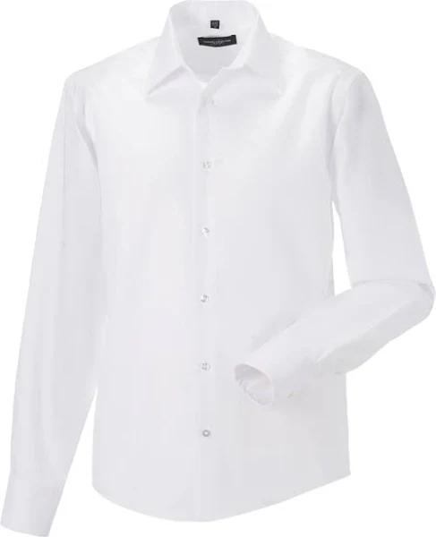 Russell Collection Mens Long Sleeve Tailored Ultimate Non-Iron Shirt White 15.5inch