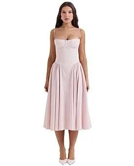 House of CB Samaria Corset Midi Dress in Pink, Size L