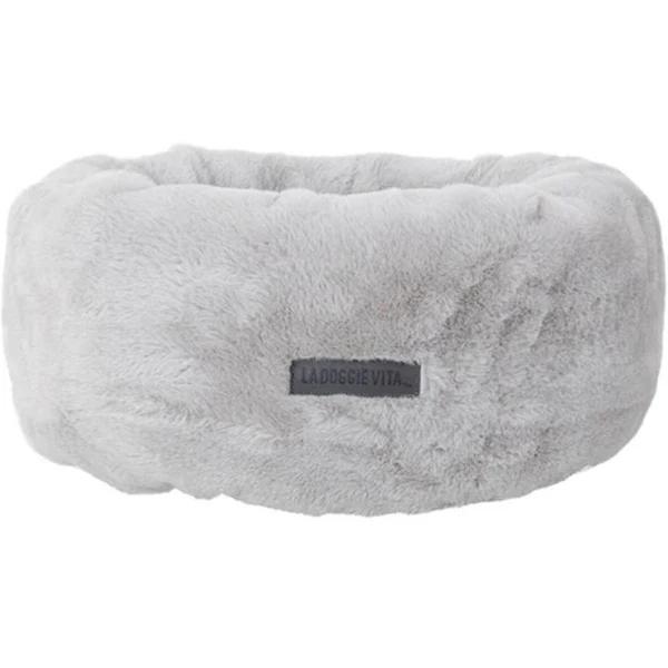 La Doggie Vita Donut Plush Silver Dog Bed - Small