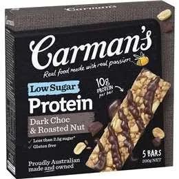 Carman's Low Sugar Protein Dark Choc & Roasted Nut Bar 5 Pack