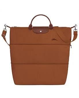 Longchamp Le Pliage Green Expandable Travel Bag in 504 Cognac