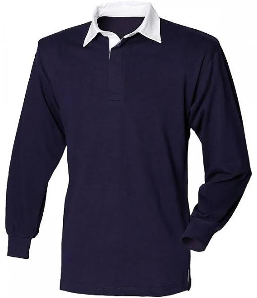 Front Row Long Sleeve Classic Rugby Polo Shirt Navy/White S