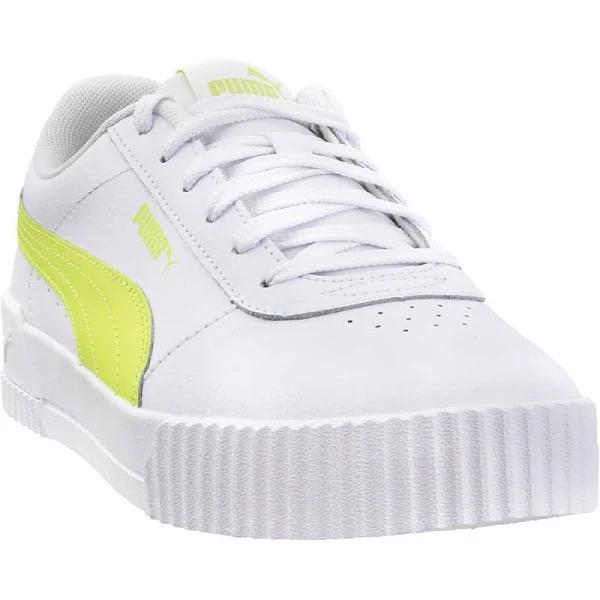 Puma Women's Sneaker White & Sunny Lime Carina Leather Sneakers 6.5