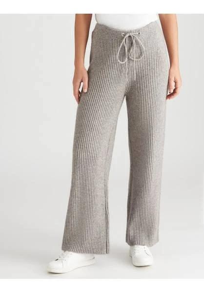 Rockmans Ankle Length Knitted Wide Leg Rib Pant