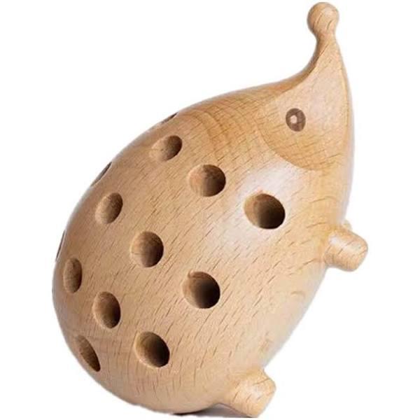 Solid Wood Creative Hedgehog Pen Holder Container Office Desk Pencil Organizer Desktop Decor Student Gifts