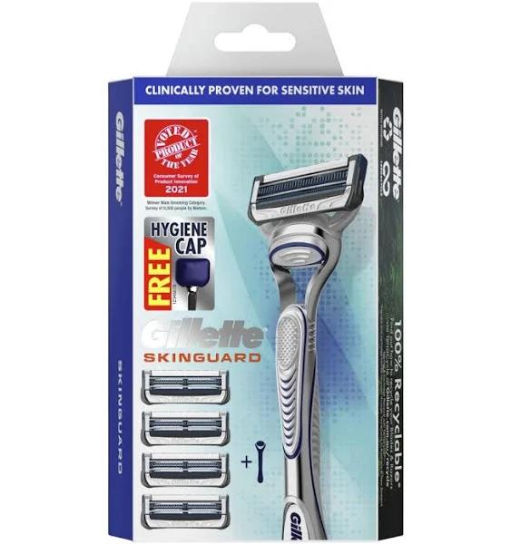 Gillette Skinguard Razor Handle + 4 Cartridges