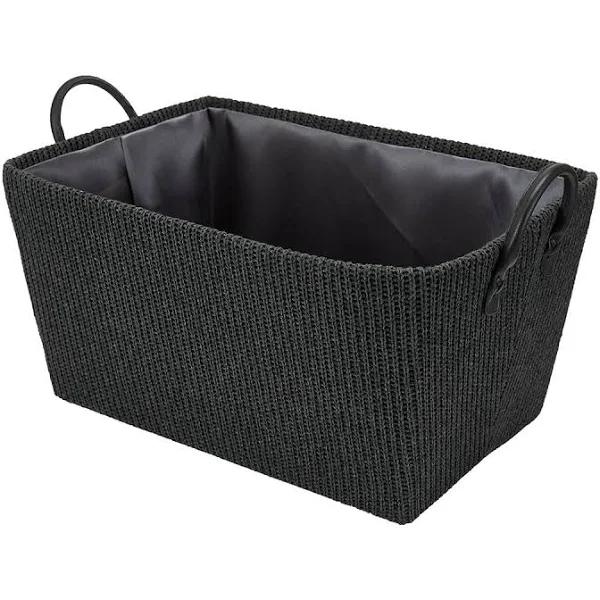 Kmart Rectangle Knitted Basket with Handles-Charcoal