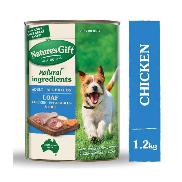 Nature's Gift Adult Wet Dog Food Loaf Chicken Vegetables & Rice 1.2kg