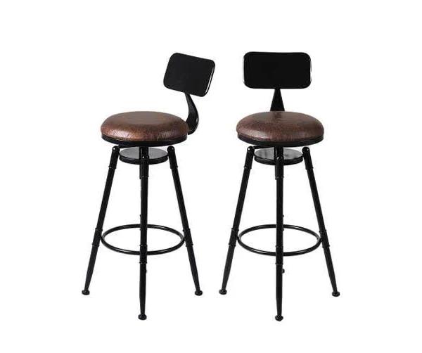 Levede 1x Bar Stool Kitchen Wooden Leather Barstools Industrial Swivel Chair