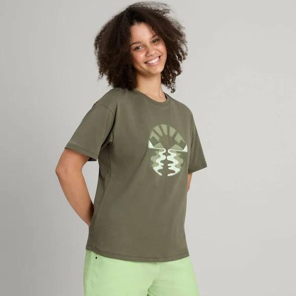 Kathmandu Retro Sunset Women's Organic Cotton T-Shirt | Green - XXS