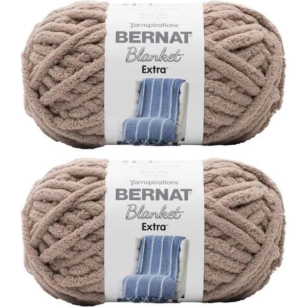 Bernat Blanket Extra Mushroom Yarn - 2 Pack of 300g/10.5oz - Polyester - 7 Jumbo - 97 Yards - Knitting/Crochet