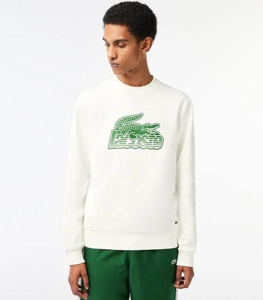 Official Lacoste Neo Heritage Crew Neck Sweater in White at ShoeGrab L